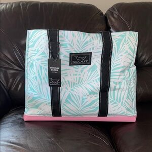Scout Palm Leaf Tote Bag - Mint and Pink